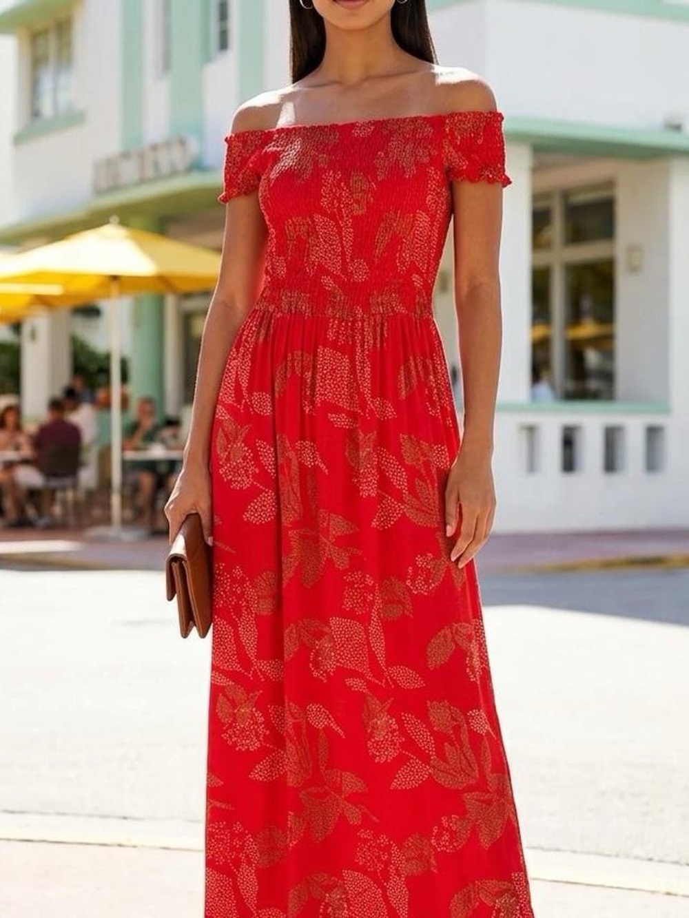 Cassee’s Off-Shoulder Red Floral Maxi Dress - Elegant Summer Look Sz  XL